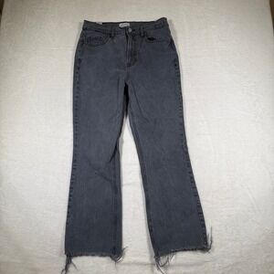 PACSUNDenim Jeans Charcoal Grey Cropped Flare Raw Hem Distressed Womens Size 28